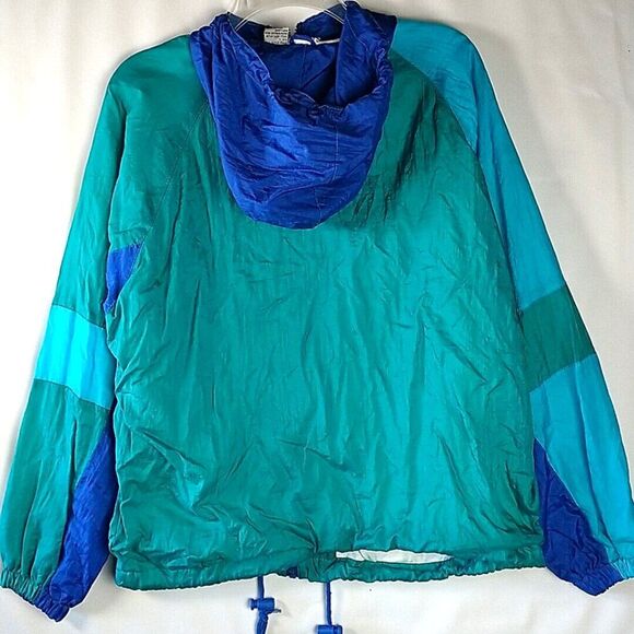 Pro Spirit Size L Color Block Windbreaker Hooded Sporty Jacket Retro Full Zip - Picture 10 of 14